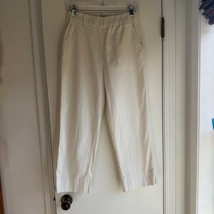Faherty Arlie Day Organic Cotton Tencel Elastic Waist Pants Cream Small